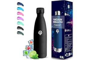 Grsta Botella Agua Acero Inoxidable, Botella Termica 500ml, A Prueba de Fugas, Botella sin Bpa, Mantiene 24H Frio/12H Calor, Botella de Agua Deportiva, para la Escuela, Oficina, Cámping, Cafetería