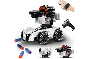 Gkstly Coche de Control Remoto, 2.4GHz Gestión RC Car 360° Rotación Drifting 4WD Battle Stunt Car 2 torretas reemplazables Música Control Remoto Tank Blow Bubble Shoot Espuma Dardos Juguete Regalos