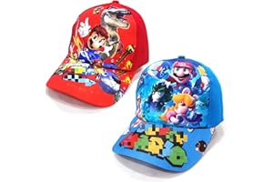 FORNINC 2 Pcs Mari Mütze, Mütze Kinder, Kappe, Kappe, Kinder Outdoor Sonnenhut Grundschule Baseball Cap Herren Damen Prop Geschenk Karneval Cosplay.(rot und Blau)