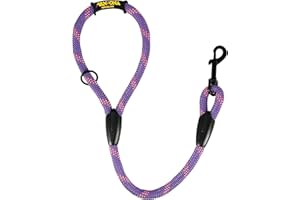 AVANZONA Correa Corta, Adiestramiento y Antitirones para Perros Grandes Medianos Pequeños. Hecho en España. 60cm. Violeta con Rosa