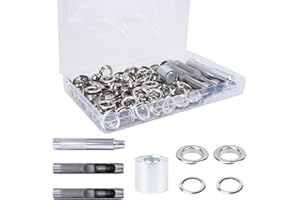 FOGAWA 140 Sets Occhiello Strumento Kit 12mm Kit Occhielli Metallici Strumento argento Kit Occhielli Grommet Rondelle con Attrezzi e Scatola di Stoccaggio per Teloni, Borse, Pelle, Abbigliamento