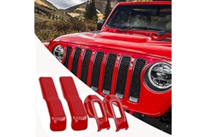 Unifizz Set di 4 staffe di chiusura per cofano auto e copertura per cerniera del cofano motore per Jeep Wrangler JL JLU 2018-2021 e Gladiator JT 2020-2021 adesivi decorativi per esterni (rosso)