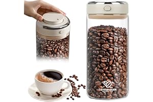 MplehDa Puszka na kawę, hermetyczna, szklana, 1700 ml, próżniowa puszka na kawę, pojemnik na ziarna kawy z zaworem wylotowym, przezroczysty pojemnik na ziarna kawy, orzechy, kakao, liście herbaty