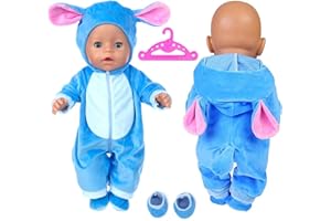 HPBAGGY Kleidung Outfits für Baby Puppen,Blau Puppenkleidung,Puppenkleidung + Socke + Aufhänger,für Babypuppen 35-45 cm,Puppe zubehör,Geschenke für Mädchen Jungen