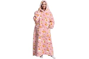 JOREAY Sweat à Capuche Femme, Pull Plaid Oversize en Polaire Couverture à Capuche, Douce et Chaude Plaid avec Manche avec Capuche Homme, Cadeau