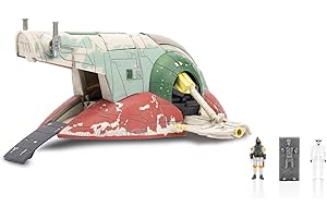 Jazwares Star Wars Micro Galaxy Squadron Boba Fett's Starship (Ep 5) - Veicolo da 7 pollici con espositore di volo e tre accessori per micro figure da 2,5 cm