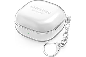 BEAUDOM Trasparente Custodia per Samsung Galaxy Buds FE, Galaxy Buds 2 Pro, Galaxy Buds Pro, Galaxy Buds 2, Galaxy Buds Live Custodie e Case [Front-LED Visibile] [Con Moschettone]