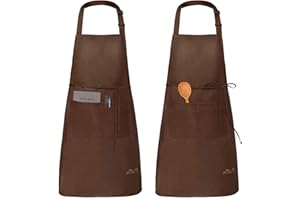 Viedouce 2 Pack Tabliers de Cuisine,Tablier Réglable avec Poches pour Cuisine Familial, Restaurant Jardin Barbecue école Café Tablier pour Chef Boulanger Serveurs Serveuse