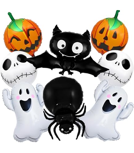 Schwarze Kürbis-Folienballons 70cm - Halloween Dekoration, 2 Stück Mit Band & Strohhalm