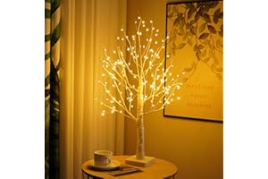 23GUANYI Árbol de Abedul para Interior con 144 Leds Blanco Cálido, USB Arbol Luces Ajustable Luces Ramita Funciona con Pilas Arbol de Navidad con Luces para Navidad Pascua Fiesta Decoración Interior(Abedul)