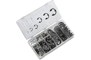 NEIKO 50455A E-Clip Assortment Set | 300 Piece Heat Treated Steel Retaining Ring Fastener | 1/16" - 7/8"