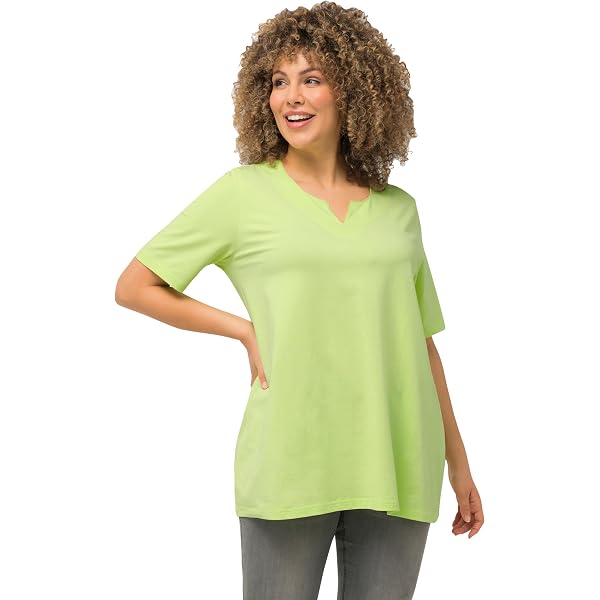Ulla Popken Maglia Donna Con Scollo A V E Maniche 3/4, Dettagli Metallizzati 831716