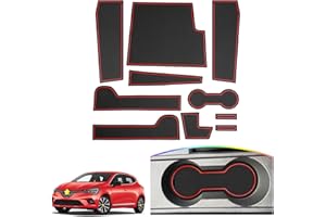 SKTU Tapis de Porte en Caoutchouc antidérapant avec Porte-gobelet pour Clio 5 2020-2024 Rouge