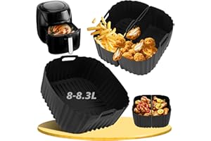 Ninipie 3 Pezzi Contenitore Silicone Accessori Friggitrice ad Aria per Russell Hobbs Air Fryer xxL 8L, Riutilizzabile Teglia Cestello Silicone Accessori per Airfryer Russell Hobbs 8L SatisFry 27170-56