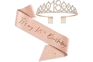 JOUWUI 18th Birthday Tiara Crown and Princess Sash, 18th Birthday Decorations for Her, Sweet 18 Gift for Girls, Birthdays Accessories Gifts