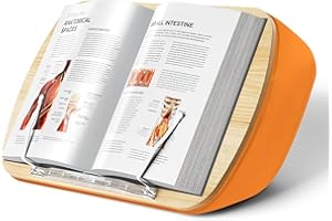 SHUOSUO Supporto per libri a sacco per la lettura, comodo cuscino Leggio libri per divano, letto, scrivania, tavolo, regalo per gli amanti dei libri, compatibile con laptop e tablet (Arancione)