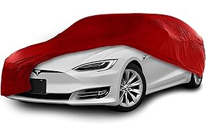 Cosmos - Copertura per auto da interno compatibile con tutte le principali Berline Grandi, Tessuto Elastico, Traspirante e Antipolvere, Morbido al Tatto, Aderente, Rosso