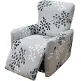 Highdi Copripoltrona Relax Reclinabile Completo 4-Pezzo Fodera per Poltrona Elasticizzato 1 Posto con Tasche, Coprisedile Poltrona Jacquard Lavabile Antiscivolo Copripoltrona (Verde pisello
