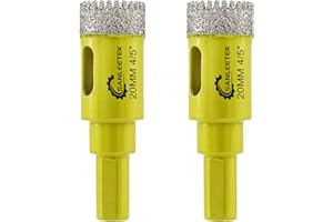 SANLEETEK Broca de Diamante 2piezas - 20mm Dentado Sierra Perforadora de Diamante con Vástago Triangular para Cerámica Porcelana Mármol Granito