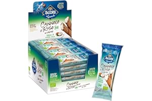 Riso Scotti Snack - Cannolo di Riso Cacao e Cocco - Snack Dolce Senza Glutine - 24 Pezzi