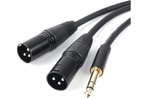 SiYear 6,35 mm (1/4 di pollice) TRS maschio da spina a 2 doppio microfono XLR maschio adattatore convertitore audio bilanciato stereo Y Cavo cavo splitte （5FT / 1,5 m