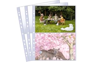 Xiciki 30 Pack 60 Pockets Photocard Sleeves, A4 Sleeves Clear Photocard Binder, 2 Pocket Binder for Postcard Albums for A4 2/3/4 Ring Binder, Photo Card Binder, Side Loading Photo Album Refill Pages