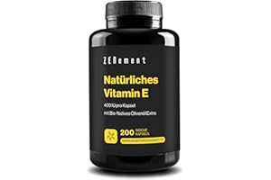 Natürliches Vitamin E (D-Alpha-Tocopherol), 400 IE bioaktives Vitamine E pro Kapsel | 200 Softgels Mit Bio-Natives Olivenöl E