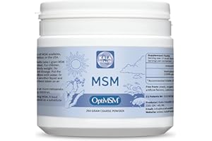 Kala Health - OptiMSM® Multi-stage distillation (Methylsulfonylmethane) MSM Powder Coarse Flakes (Crystals) 250g, pure natural Sulphur for Joints, Skin, Hair & Nails -Laboratory-tested - NO ADDITIVES - 100% Vegan - USA made - 1 Ingredient