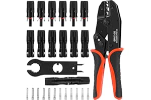 QLOUNI Juego de Crimpadora Solar, para Cable Fotovoltaico de Panel Ssolar de 10 mm², con 6 Pares Adaptadores de Cable para Panel Ssolar + 6 Pares Conector Macho/Hembra + Alicates de Crimpado(2,5-10 mm²)