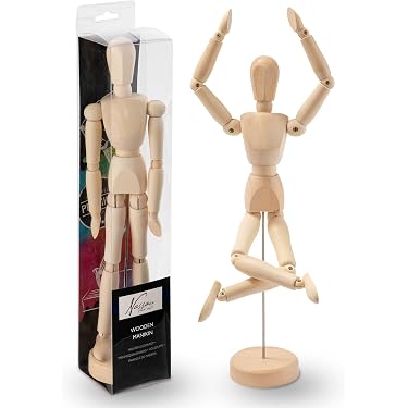 Kohand 9-teiliges Set Zeichenpuppen Aus Holz – Bewegliche Kunstfiguren Mit Ständer Für Künstler & Dekoration