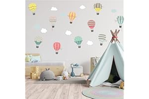 YABADUU Adesivo da parete animali ad acquerello sticker da muro per camera dei bambini con nome desiderato decorazione per ragazzi ragazze Y037 (20 Mongolfiera, Non personalizzato)