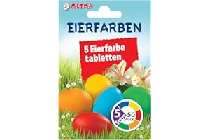 Metma B085 - Egg Colours, 5 Pieces, Red, Orange, Yellow, Green, Blue, Warm Colours, Dye Tablets, Easter Eggs, Easter