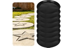 8St Rund Stegstensform, Betong Markstensformar för Cement Återanvändbar 26cm Plast Cementformar för DIY Trädgård Gångväg Pati