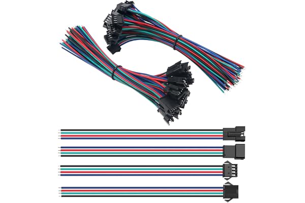 Lyeteung 15 Par JST SM 4-Stiftskontakter, Mini Micro JST SM 4-Stifts Hona och Hane med 150mm 22AWG Kabel