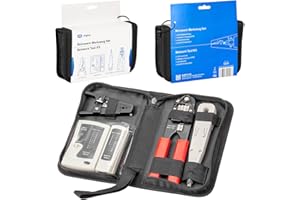 hb-digital Tool Set for Network Installation with Bag 4 Pieces: LSA Insertion Tool, Modular Crimping Tool, Wire Stripper, Cable Tester - Ethernet (RJ45) Telephone (RJ11) Western (RJ12)