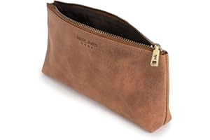 Berliner Bags Kosmetyczka premium Anna ze skóry, mały piórnik dla kobiet i dziewcząt, piaskowy, Minimalistyczny