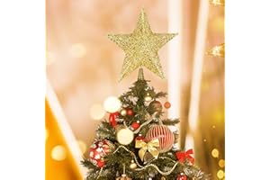 FILLTOWN Christbaumspitze Stern, 8-Zoll Weihnachtsbaumspitze-Baumspitze Weihnachten&Tannenbaum Aufstecker, Stern für Weihnachtsbaum für Weihnachtsdekoration, Stern Weihnachtsbaum, Tannenbaumspitze-Metall-Gold