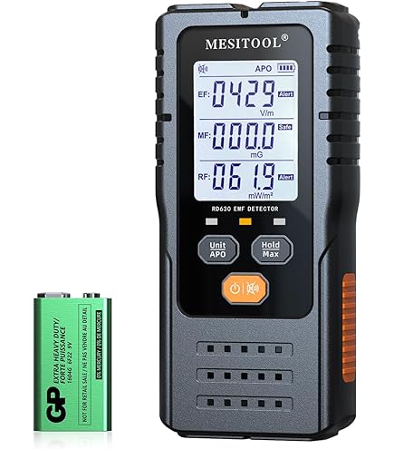 CHNADKS Verbeterde EMF-meter, EF/MF/RF-meter, oplaadbare elektromagnetische stralingsdetector, digitale/grafische EMF-stralingsmeter voor spookjacht, thuis, kantoor, outdoor