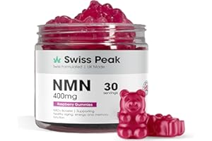 Swiss Peak NAD NMN Vegan Raspberry Flavour Gummies, 400mg per Gummy, 30 Count, Third-Party Lab-Tested, Maximum Strength, UK-Made | Anti-Aging, Cellular Repair, Energy Metabolism Booster