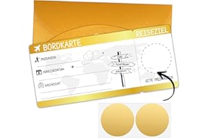 JOYEASE Reisegutschein Geschenk Verpackung mit Rubbelaufkleber - Rubbelkarten zum selber beschriften - Geburtstagskarte, Wunschgutschein, Flugticket Geschenk für Freund Freundin