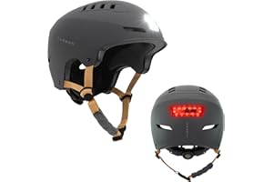 OLSSON & BROTHERS Casco con luz OLSSON Urban Light, Ajustable, Homologado y Resistente Impactos 360º,LED Frontal+Trasero, Forro Desmontable, ventilación, Apto para patinetes,Patines,Bicicletas