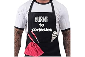 Bang Tidy Clothing Funny BBQ Apron Novelty Aprons Cooking Gifts for Men Burnt to Perfection