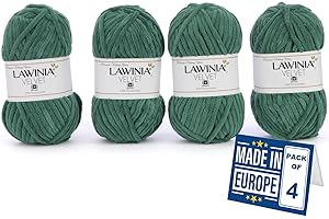 LAWINIA Premium Chunky Wool Velvet Yarn Pack of 4, 100g - 65m Oeko-TEX Certified Super Bulky Yarn for Knitting Chunky Yarn for Crochet, Chenille Soft Yarn Plush Yarn for Blanket, Toy, Bag, Hat, Scarf