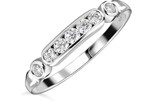TJC Moissanite Half Eternity Band Ring in Gold and Platinum Plated 925 Silver Anniversary Wedding Rings for Her Ladies Seven Stone Jewellery Gift