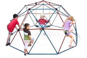 GENERIC INFANS 10FT Climbing Dome with Swing, Kids Outdoor Jungle Gym Upgrade Monkey Bar Supports 800 LBS, Geometric Dome Climber Playground Center Equipment Structure for Toddlers (Red)
