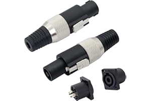 PNGKNYOCN Audio Speaker Plug Kit，NL4 4 pole Locking Speakon Cable Mount Connector for Audio Adapter Amplifier, Mixer（4-pack）