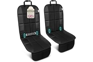 SOVARA Car Seat Protectors for Child Seats (2 Pack) – Customised for isofix car seats for 0-12 years, durable waterproof 600D fabric, car seat protector with 2 storage pockets for baby accessories