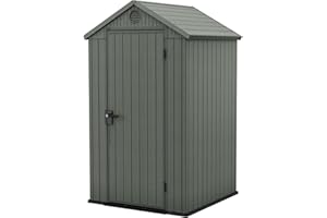 Keter Casetta da Giardino Darwin 4x4, Finitura Effetto Legno, Colore Verde Salvia, 1,4 m², 125,8x117x205H cm