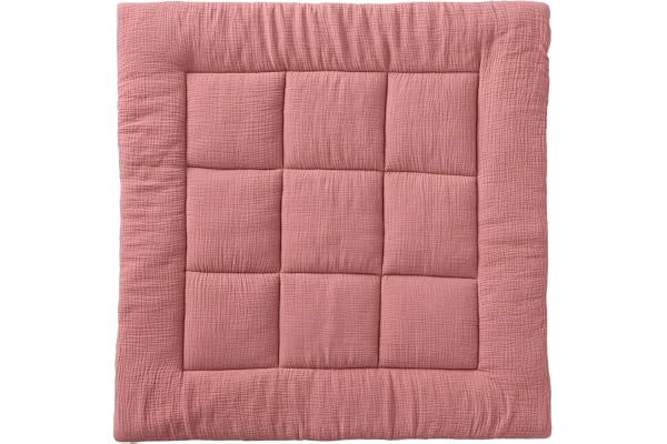 VERTBAUDET Tapis de Sol/Fond de Parc uni Gaze et Percale de Coton Terracotta 100X100
