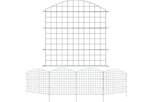Ikodm Teichzaun Gartenzaun Komplettset - 5 Stück Teichzaun Steckzaun Metall 11 Zaunelemente - 5 Zaunelemente 6 Befestigungsstäbe - Teichschutzzaun Oberbogen Zaun für Hunde - Länge 3,75 m